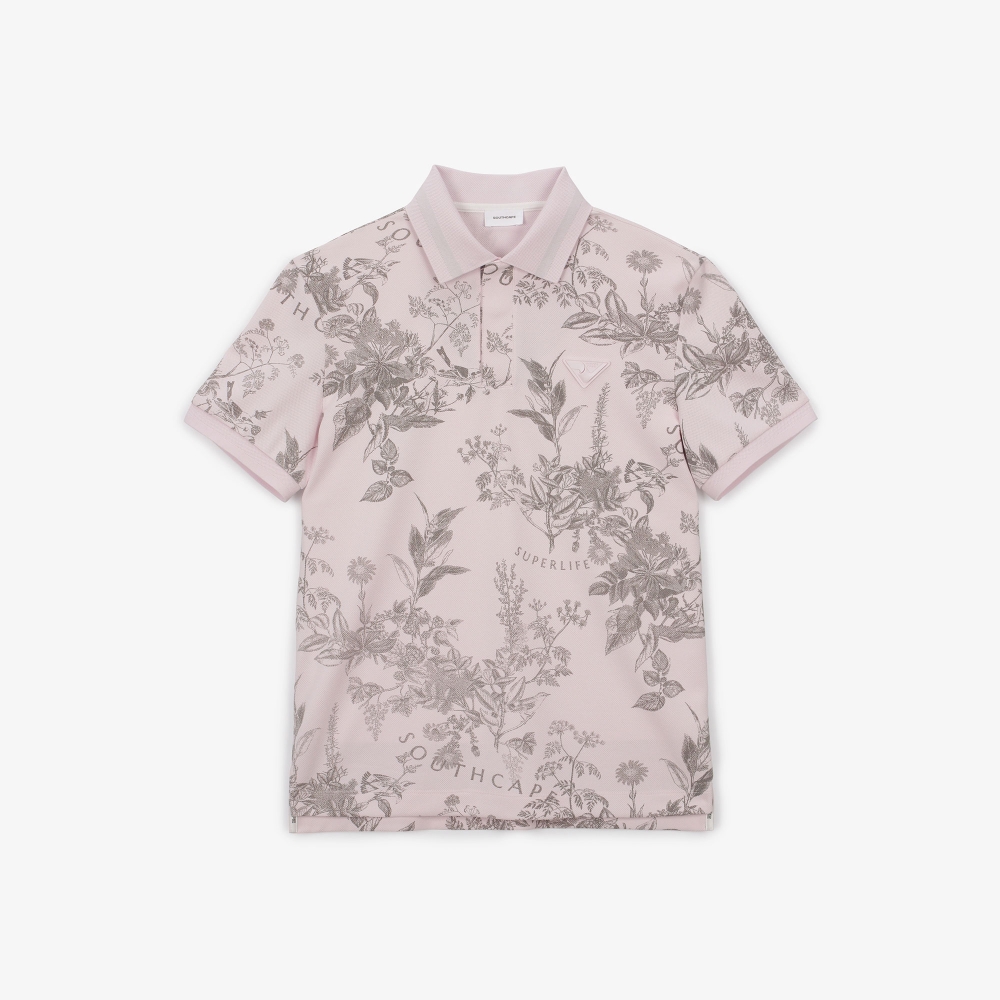 남성 아르누보 패턴 칼라 티셔츠_라이트 핑크