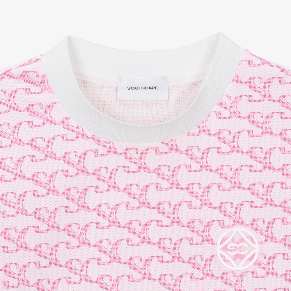 여성 SC패턴 라운드 티셔츠_라이트 핑크