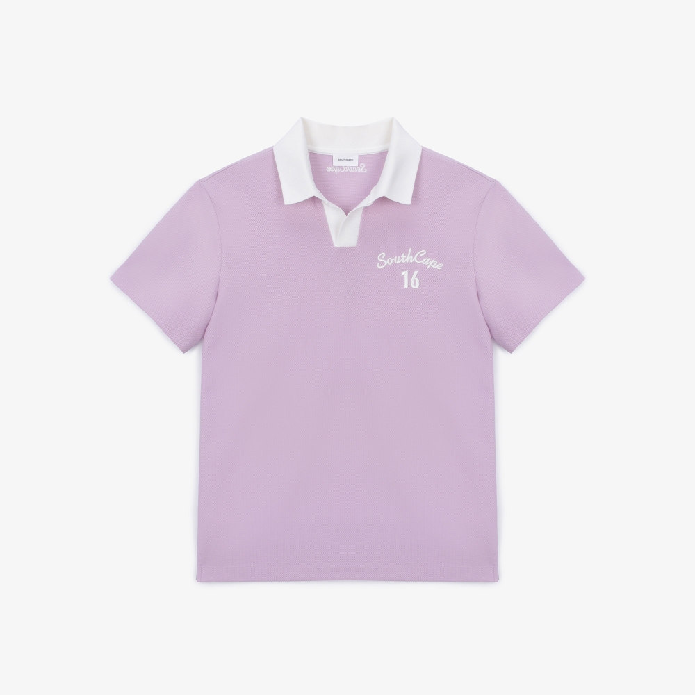 남성 16로고 오픈 칼라 니트 티셔츠_라이트 핑크